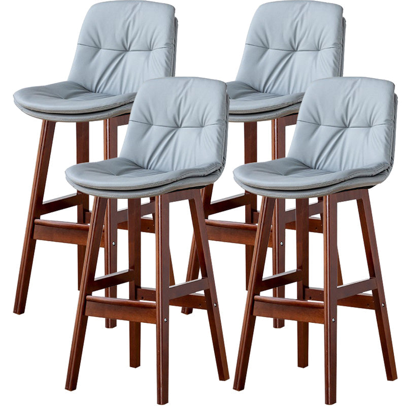 Modern Wood Kitchen Dining Room Armless Stool Low Back Bar Stool Light Gray Brown 4 Piece Set Clearhalo 'Bar Furniture' 'Bar Stools' 'bar_stools' 'furn' 'furn_bar_stools' 'Furniture' 'furniture_bar_stools' 'Kitchen & Dining Furniture' 4770877