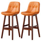 Modern Wood Kitchen Dining Room Armless Stool Low Back Bar Stool Orange Brown 2 Piece Set Clearhalo 'Bar Furniture' 'Bar Stools' 'bar_stools' 'furn' 'furn_bar_stools' 'Furniture' 'furniture_bar_stools' 'Kitchen & Dining Furniture' 4770879
