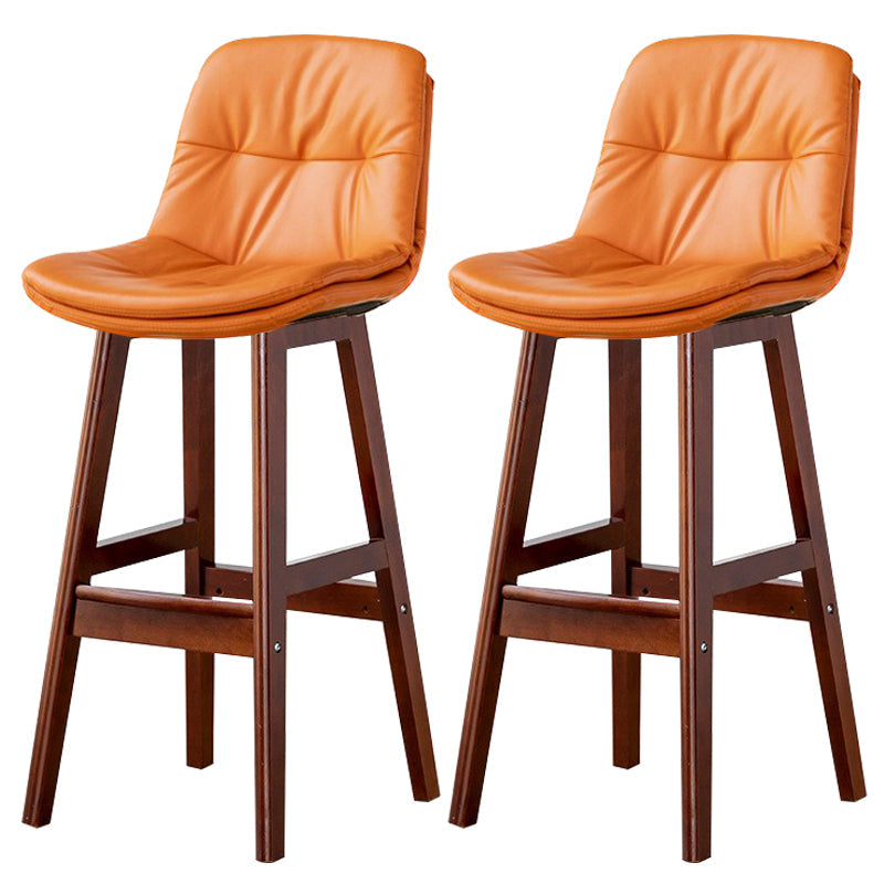 Modern Wood Kitchen Dining Room Armless Stool Low Back Bar Stool Orange Brown 2 Piece Set Clearhalo 'Bar Furniture' 'Bar Stools' 'bar_stools' 'furn' 'furn_bar_stools' 'Furniture' 'furniture_bar_stools' 'Kitchen & Dining Furniture' 4770879