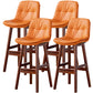 Modern Wood Kitchen Dining Room Armless Stool Low Back Bar Stool Orange Brown 4 Piece Set Clearhalo 'Bar Furniture' 'Bar Stools' 'bar_stools' 'furn' 'furn_bar_stools' 'Furniture' 'furniture_bar_stools' 'Kitchen & Dining Furniture' 4770880
