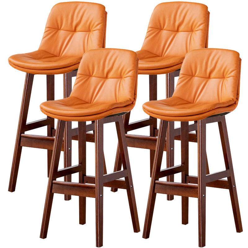 Modern Wood Kitchen Dining Room Armless Stool Low Back Bar Stool Orange Brown 4 Piece Set Clearhalo 'Bar Furniture' 'Bar Stools' 'bar_stools' 'furn' 'furn_bar_stools' 'Furniture' 'furniture_bar_stools' 'Kitchen & Dining Furniture' 4770880