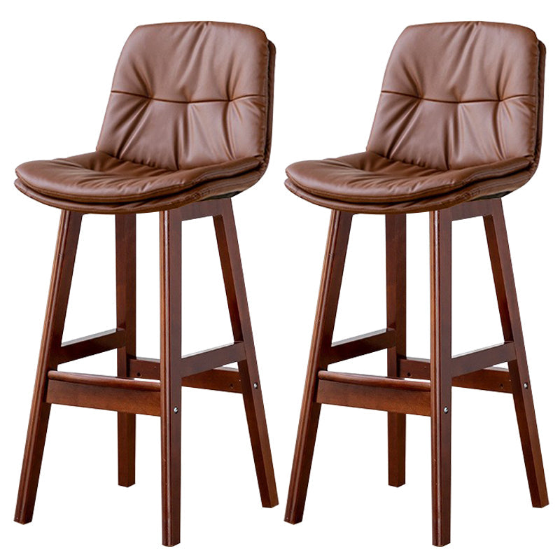 Modern Wood Kitchen Dining Room Armless Stool Low Back Bar Stool Brown Brown 2 Piece Set Clearhalo 'Bar Furniture' 'Bar Stools' 'bar_stools' 'furn' 'furn_bar_stools' 'Furniture' 'furniture_bar_stools' 'Kitchen & Dining Furniture' 4770882