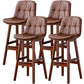 Modern Wood Kitchen Dining Room Armless Stool Low Back Bar Stool Brown Brown 4 Piece Set Clearhalo 'Bar Furniture' 'Bar Stools' 'bar_stools' 'furn' 'furn_bar_stools' 'Furniture' 'furniture_bar_stools' 'Kitchen & Dining Furniture' 4770883