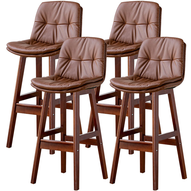 Modern Wood Kitchen Dining Room Armless Stool Low Back Bar Stool Brown Brown 4 Piece Set Clearhalo 'Bar Furniture' 'Bar Stools' 'bar_stools' 'furn' 'furn_bar_stools' 'Furniture' 'furniture_bar_stools' 'Kitchen & Dining Furniture' 4770883