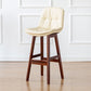 Modern Wood Kitchen Dining Room Armless Stool Low Back Bar Stool Off-White Brown 1 Piece Clearhalo 'Bar Furniture' 'Bar Stools' 'bar_stools' 'furn' 'furn_bar_stools' 'Furniture' 'furniture_bar_stools' 'Kitchen & Dining Furniture' 4770884