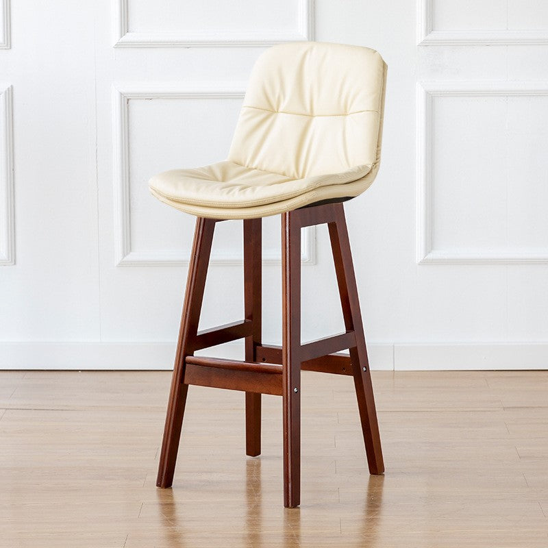 Modern Wood Kitchen Dining Room Armless Stool Low Back Bar Stool Off-White Brown 1 Piece Clearhalo 'Bar Furniture' 'Bar Stools' 'bar_stools' 'furn' 'furn_bar_stools' 'Furniture' 'furniture_bar_stools' 'Kitchen & Dining Furniture' 4770884