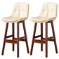 Modern Wood Kitchen Dining Room Armless Stool Low Back Bar Stool Off-White Brown 2 Piece Set Clearhalo 'Bar Furniture' 'Bar Stools' 'bar_stools' 'furn' 'furn_bar_stools' 'Furniture' 'furniture_bar_stools' 'Kitchen & Dining Furniture' 4770885