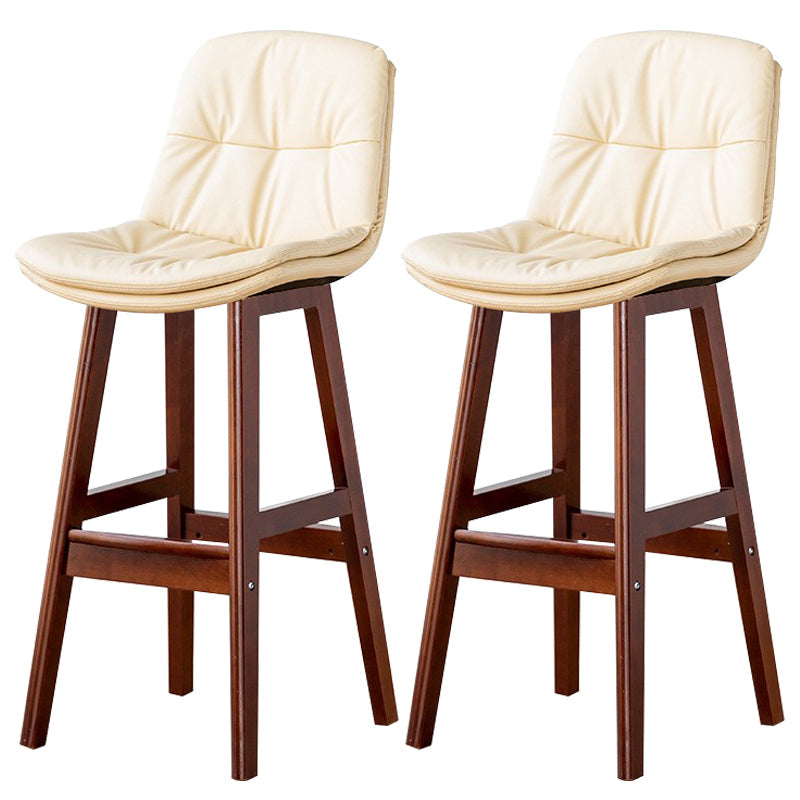 Modern Wood Kitchen Dining Room Armless Stool Low Back Bar Stool Off-White Brown 2 Piece Set Clearhalo 'Bar Furniture' 'Bar Stools' 'bar_stools' 'furn' 'furn_bar_stools' 'Furniture' 'furniture_bar_stools' 'Kitchen & Dining Furniture' 4770885