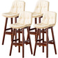Modern Wood Kitchen Dining Room Armless Stool Low Back Bar Stool Off-White Brown 4 Piece Set Clearhalo 'Bar Furniture' 'Bar Stools' 'bar_stools' 'furn' 'furn_bar_stools' 'Furniture' 'furniture_bar_stools' 'Kitchen & Dining Furniture' 4770886