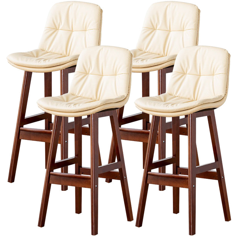 Modern Wood Kitchen Dining Room Armless Stool Low Back Bar Stool Off-White Brown 4 Piece Set Clearhalo 'Bar Furniture' 'Bar Stools' 'bar_stools' 'furn' 'furn_bar_stools' 'Furniture' 'furniture_bar_stools' 'Kitchen & Dining Furniture' 4770886