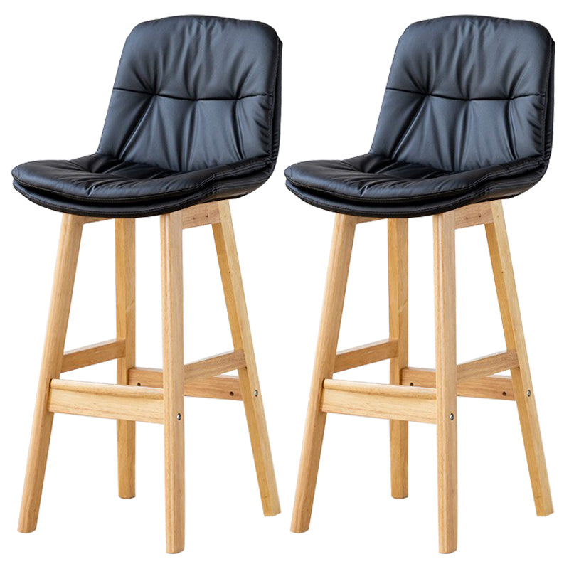Modern Wood Kitchen Dining Room Armless Stool Low Back Bar Stool Black Natural 2 Piece Set Clearhalo 'Bar Furniture' 'Bar Stools' 'bar_stools' 'furn' 'furn_bar_stools' 'Furniture' 'furniture_bar_stools' 'Kitchen & Dining Furniture' 4770888