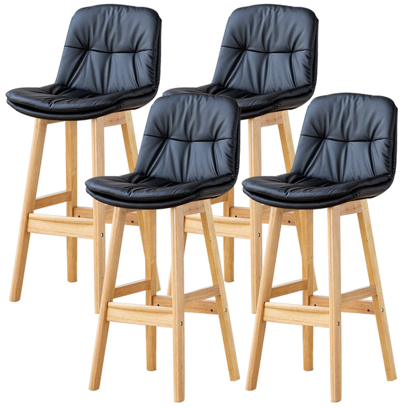 Modern Wood Kitchen Dining Room Armless Stool Low Back Bar Stool Black Natural 4 Piece Set Clearhalo 'Bar Furniture' 'Bar Stools' 'bar_stools' 'furn' 'furn_bar_stools' 'Furniture' 'furniture_bar_stools' 'Kitchen & Dining Furniture' 4770889