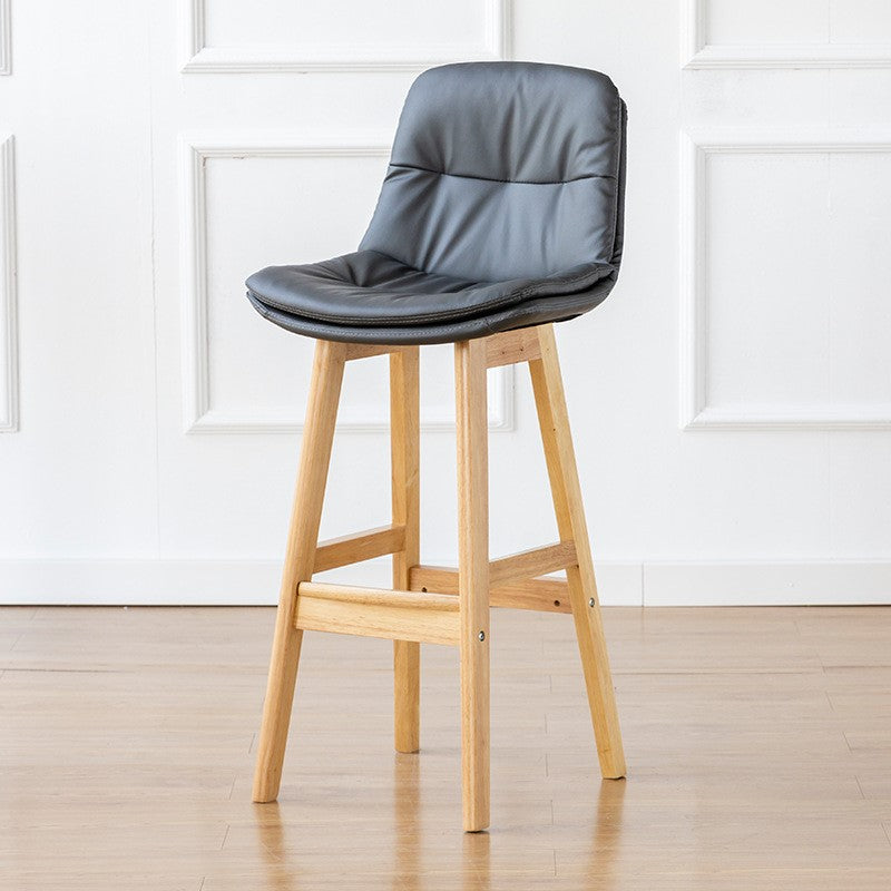 Modern Wood Kitchen Dining Room Armless Stool Low Back Bar Stool Dark Gray Natural 1 Piece Clearhalo 'Bar Furniture' 'Bar Stools' 'bar_stools' 'furn' 'furn_bar_stools' 'Furniture' 'furniture_bar_stools' 'Kitchen & Dining Furniture' 4770890