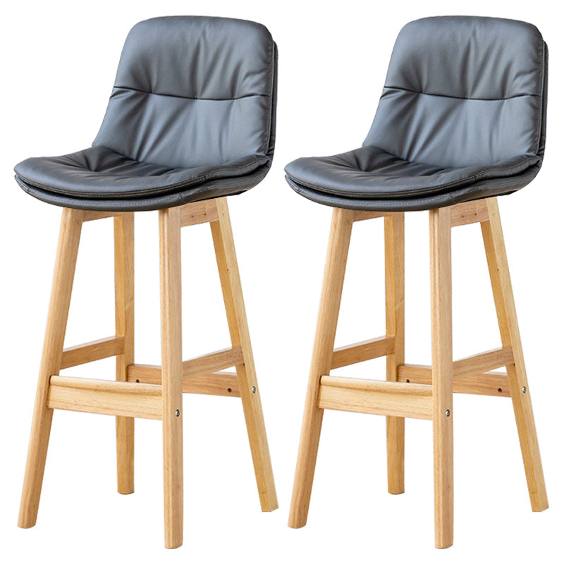 Modern Wood Kitchen Dining Room Armless Stool Low Back Bar Stool Dark Gray Natural 2 Piece Set Clearhalo 'Bar Furniture' 'Bar Stools' 'bar_stools' 'furn' 'furn_bar_stools' 'Furniture' 'furniture_bar_stools' 'Kitchen & Dining Furniture' 4770891