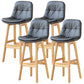Modern Wood Kitchen Dining Room Armless Stool Low Back Bar Stool Dark Gray Natural 4 Piece Set Clearhalo 'Bar Furniture' 'Bar Stools' 'bar_stools' 'furn' 'furn_bar_stools' 'Furniture' 'furniture_bar_stools' 'Kitchen & Dining Furniture' 4770892