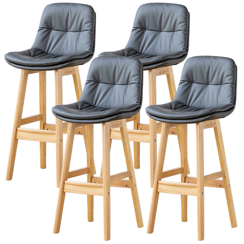 Modern Wood Kitchen Dining Room Armless Stool Low Back Bar Stool Dark Gray Natural 4 Piece Set Clearhalo 'Bar Furniture' 'Bar Stools' 'bar_stools' 'furn' 'furn_bar_stools' 'Furniture' 'furniture_bar_stools' 'Kitchen & Dining Furniture' 4770892