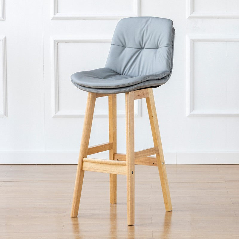 Modern Wood Kitchen Dining Room Armless Stool Low Back Bar Stool Light Gray Natural 1 Piece Clearhalo 'Bar Furniture' 'Bar Stools' 'bar_stools' 'furn' 'furn_bar_stools' 'Furniture' 'furniture_bar_stools' 'Kitchen & Dining Furniture' 4770893