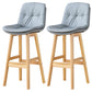 Modern Wood Kitchen Dining Room Armless Stool Low Back Bar Stool Light Gray Natural 2 Piece Set Clearhalo 'Bar Furniture' 'Bar Stools' 'bar_stools' 'furn' 'furn_bar_stools' 'Furniture' 'furniture_bar_stools' 'Kitchen & Dining Furniture' 4770894
