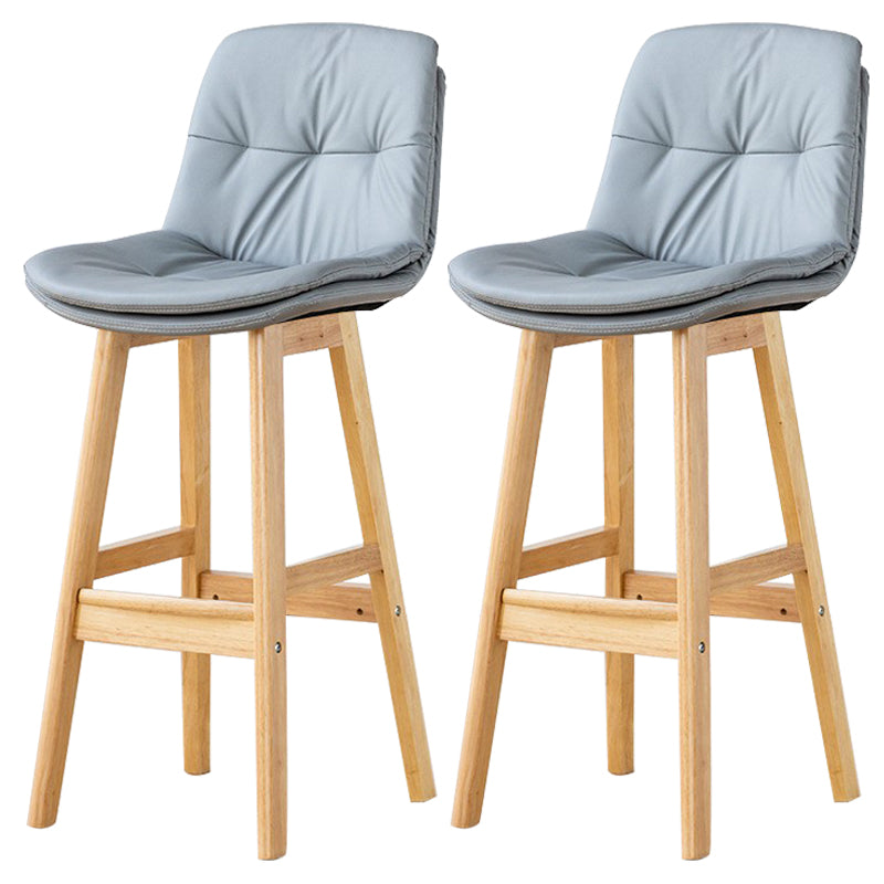 Modern Wood Kitchen Dining Room Armless Stool Low Back Bar Stool Light Gray Natural 2 Piece Set Clearhalo 'Bar Furniture' 'Bar Stools' 'bar_stools' 'furn' 'furn_bar_stools' 'Furniture' 'furniture_bar_stools' 'Kitchen & Dining Furniture' 4770894