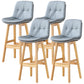 Modern Wood Kitchen Dining Room Armless Stool Low Back Bar Stool Light Gray Natural 4 Piece Set Clearhalo 'Bar Furniture' 'Bar Stools' 'bar_stools' 'furn' 'furn_bar_stools' 'Furniture' 'furniture_bar_stools' 'Kitchen & Dining Furniture' 4770895