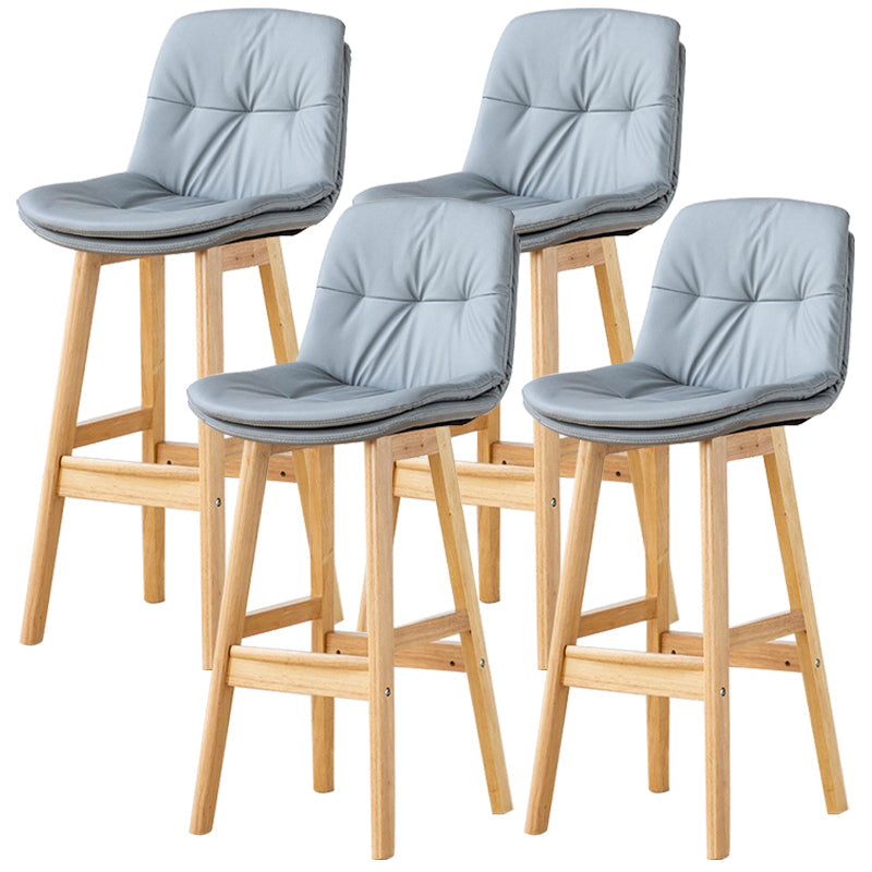 Modern Wood Kitchen Dining Room Armless Stool Low Back Bar Stool Light Gray Natural 4 Piece Set Clearhalo 'Bar Furniture' 'Bar Stools' 'bar_stools' 'furn' 'furn_bar_stools' 'Furniture' 'furniture_bar_stools' 'Kitchen & Dining Furniture' 4770895