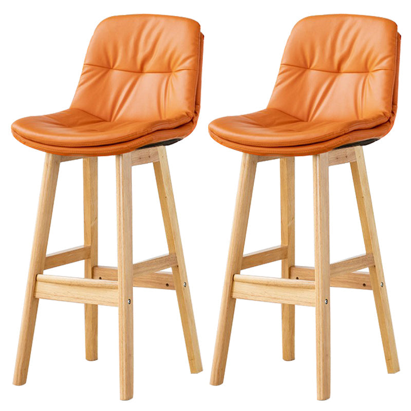 Modern Wood Kitchen Dining Room Armless Stool Low Back Bar Stool Orange Natural 2 Piece Set Clearhalo 'Bar Furniture' 'Bar Stools' 'bar_stools' 'furn' 'furn_bar_stools' 'Furniture' 'furniture_bar_stools' 'Kitchen & Dining Furniture' 4770897