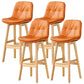 Modern Wood Kitchen Dining Room Armless Stool Low Back Bar Stool Orange Natural 4 Piece Set Clearhalo 'Bar Furniture' 'Bar Stools' 'bar_stools' 'furn' 'furn_bar_stools' 'Furniture' 'furniture_bar_stools' 'Kitchen & Dining Furniture' 4770898