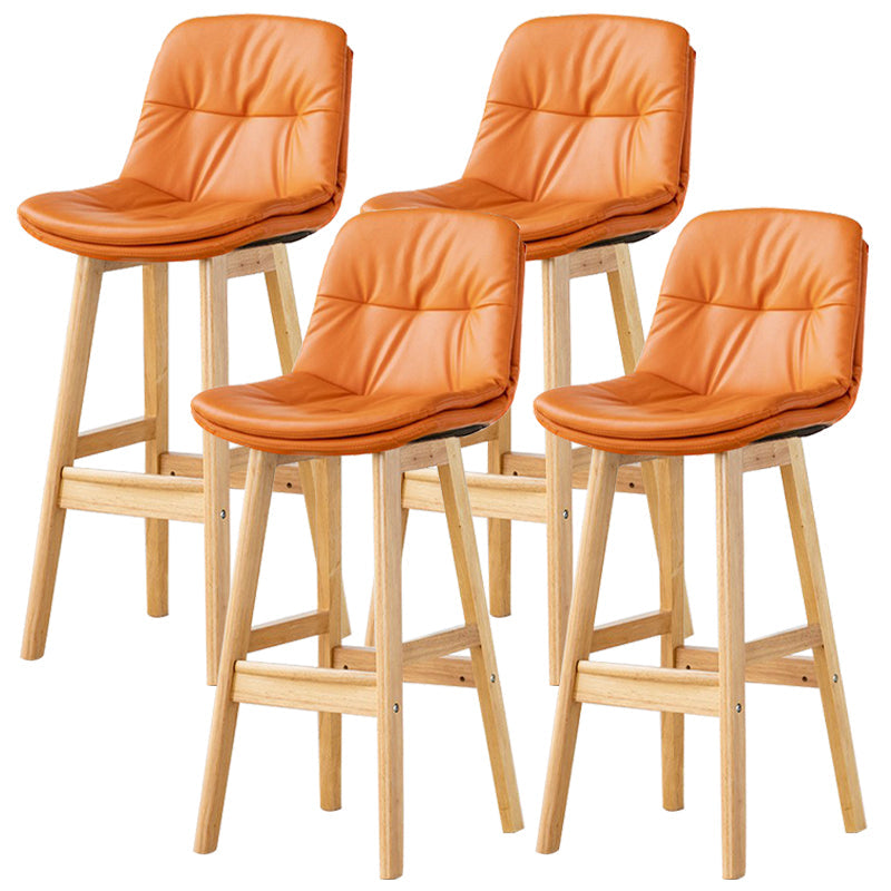 Modern Wood Kitchen Dining Room Armless Stool Low Back Bar Stool Orange Natural 4 Piece Set Clearhalo 'Bar Furniture' 'Bar Stools' 'bar_stools' 'furn' 'furn_bar_stools' 'Furniture' 'furniture_bar_stools' 'Kitchen & Dining Furniture' 4770898