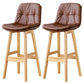 Modern Wood Kitchen Dining Room Armless Stool Low Back Bar Stool Brown Natural 2 Piece Set Clearhalo 'Bar Furniture' 'Bar Stools' 'bar_stools' 'furn' 'furn_bar_stools' 'Furniture' 'furniture_bar_stools' 'Kitchen & Dining Furniture' 4770900