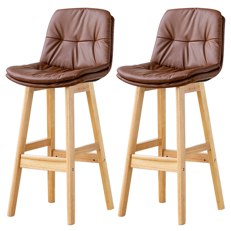 Modern Wood Kitchen Dining Room Armless Stool Low Back Bar Stool Brown Natural 2 Piece Set Clearhalo 'Bar Furniture' 'Bar Stools' 'bar_stools' 'furn' 'furn_bar_stools' 'Furniture' 'furniture_bar_stools' 'Kitchen & Dining Furniture' 4770900