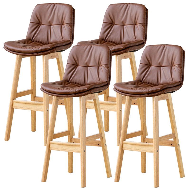 Modern Wood Kitchen Dining Room Armless Stool Low Back Bar Stool Brown Natural 4 Piece Set Clearhalo 'Bar Furniture' 'Bar Stools' 'bar_stools' 'furn' 'furn_bar_stools' 'Furniture' 'furniture_bar_stools' 'Kitchen & Dining Furniture' 4770901