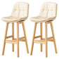 Modern Wood Kitchen Dining Room Armless Stool Low Back Bar Stool Off-White Natural 2 Piece Set Clearhalo 'Bar Furniture' 'Bar Stools' 'bar_stools' 'furn' 'furn_bar_stools' 'Furniture' 'furniture_bar_stools' 'Kitchen & Dining Furniture' 4770903