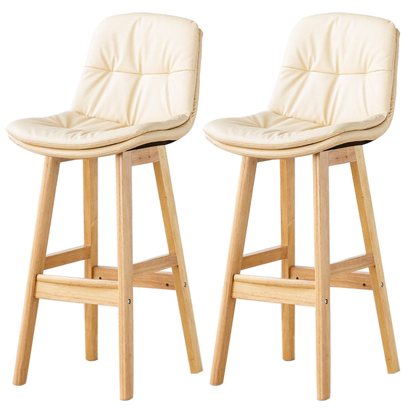 Modern Wood Kitchen Dining Room Armless Stool Low Back Bar Stool Off-White Natural 2 Piece Set Clearhalo 'Bar Furniture' 'Bar Stools' 'bar_stools' 'furn' 'furn_bar_stools' 'Furniture' 'furniture_bar_stools' 'Kitchen & Dining Furniture' 4770903
