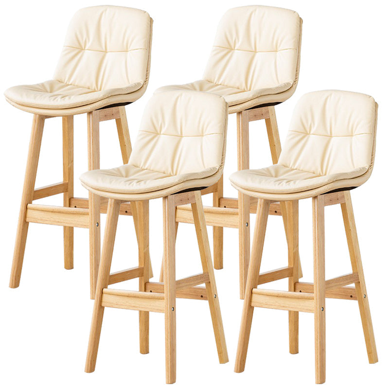 Modern Wood Kitchen Dining Room Armless Stool Low Back Bar Stool Off-White Natural 4 Piece Set Clearhalo 'Bar Furniture' 'Bar Stools' 'bar_stools' 'furn' 'furn_bar_stools' 'Furniture' 'furniture_bar_stools' 'Kitchen & Dining Furniture' 4770904