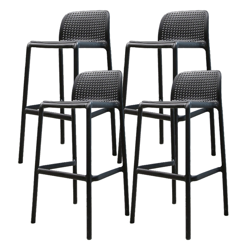 Contemporary PP Bar and Counter Stool Low Back Stool with 4 Legs Black 4 Piece Set Clearhalo 'Bar Furniture' 'Bar Stools' 'bar_stools' 'furn' 'furn_bar_stools' 'Furniture' 'furniture_bar_stools' 'Kitchen & Dining Furniture' 4770915