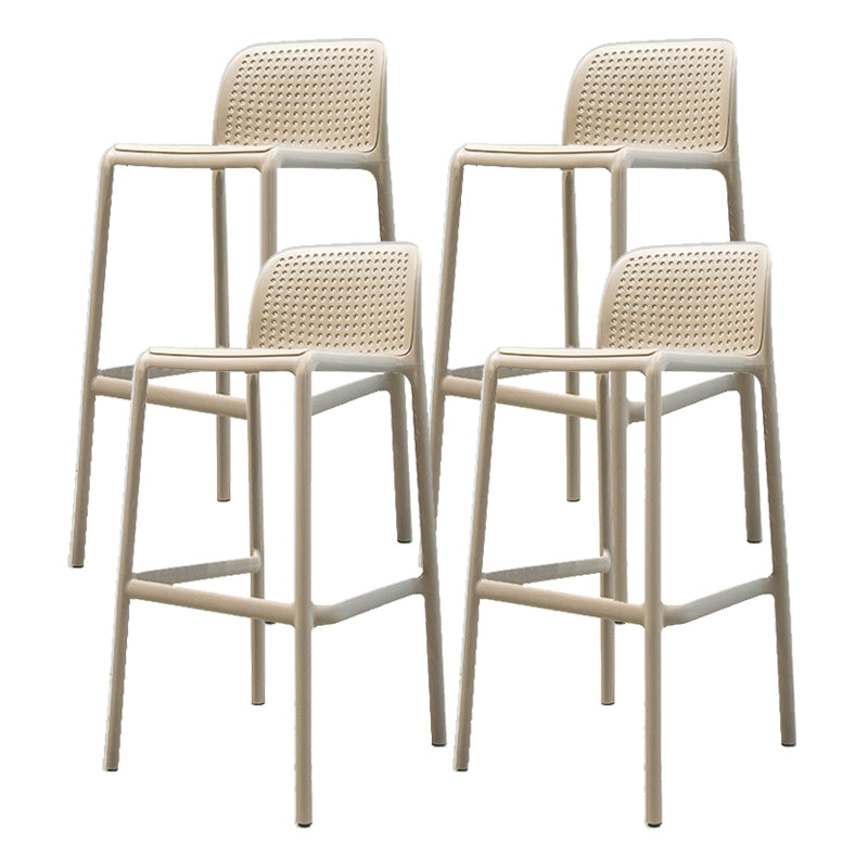 Contemporary PP Bar and Counter Stool Low Back Stool with 4 Legs Beige 4 Piece Set Clearhalo 'Bar Furniture' 'Bar Stools' 'bar_stools' 'furn' 'furn_bar_stools' 'Furniture' 'furniture_bar_stools' 'Kitchen & Dining Furniture' 4770916