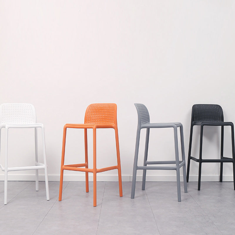 Contemporary PP Bar and Counter Stool Low Back Stool with 4 Legs Clearhalo 'Bar Furniture' 'Bar Stools' 'bar_stools' 'furn' 'furn_bar_stools' 'Furniture' 'furniture_bar_stools' 'Kitchen & Dining Furniture' 4770917