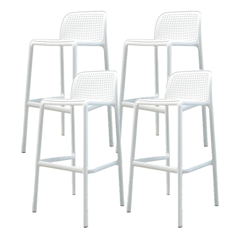 Contemporary PP Bar and Counter Stool Low Back Stool with 4 Legs White 4 Piece Set Clearhalo 'Bar Furniture' 'Bar Stools' 'bar_stools' 'furn' 'furn_bar_stools' 'Furniture' 'furniture_bar_stools' 'Kitchen & Dining Furniture' 4770919