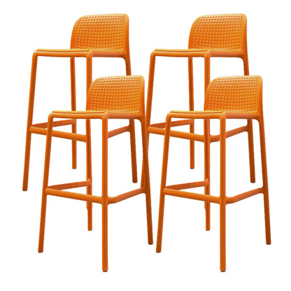 Contemporary PP Bar and Counter Stool Low Back Stool with 4 Legs Orange 4 Piece Set Clearhalo 'Bar Furniture' 'Bar Stools' 'bar_stools' 'furn' 'furn_bar_stools' 'Furniture' 'furniture_bar_stools' 'Kitchen & Dining Furniture' 4770920