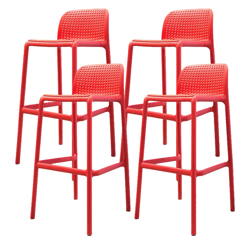 Contemporary PP Bar and Counter Stool Low Back Stool with 4 Legs Red 4 Piece Set Clearhalo 'Bar Furniture' 'Bar Stools' 'bar_stools' 'furn' 'furn_bar_stools' 'Furniture' 'furniture_bar_stools' 'Kitchen & Dining Furniture' 4770922