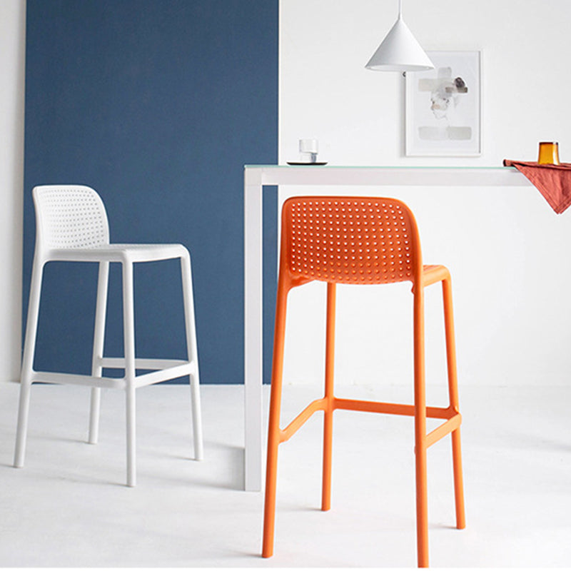 Contemporary PP Bar and Counter Stool Low Back Stool with 4 Legs Clearhalo 'Bar Furniture' 'Bar Stools' 'bar_stools' 'furn' 'furn_bar_stools' 'Furniture' 'furniture_bar_stools' 'Kitchen & Dining Furniture' 4770923
