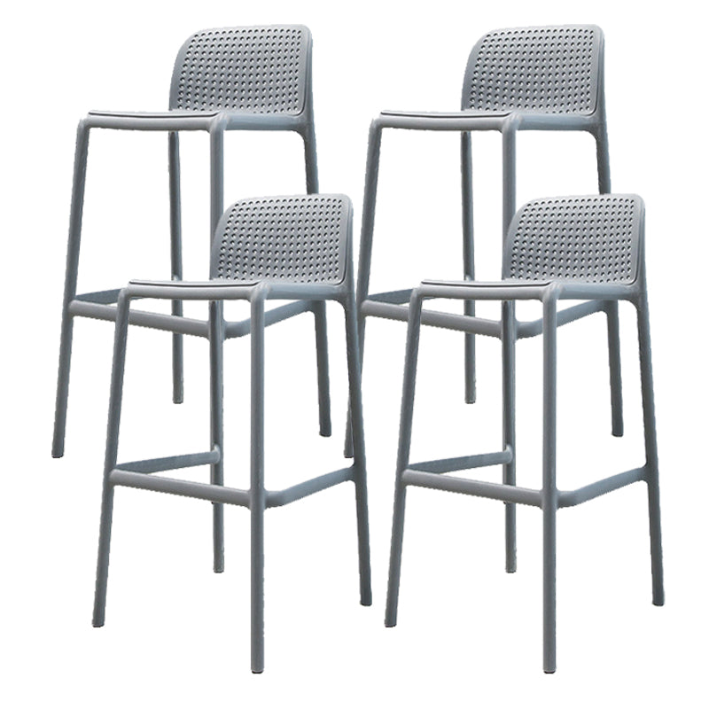 Contemporary PP Bar and Counter Stool Low Back Stool with 4 Legs Grey 4 Piece Set Clearhalo 'Bar Furniture' 'Bar Stools' 'bar_stools' 'furn' 'furn_bar_stools' 'Furniture' 'furniture_bar_stools' 'Kitchen & Dining Furniture' 4770926