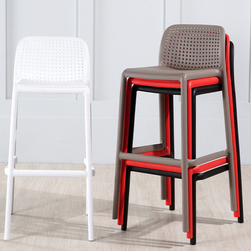 Contemporary PP Bar and Counter Stool Low Back Stool with 4 Legs Clearhalo 'Bar Furniture' 'Bar Stools' 'bar_stools' 'furn' 'furn_bar_stools' 'Furniture' 'furniture_bar_stools' 'Kitchen & Dining Furniture' 4770929
