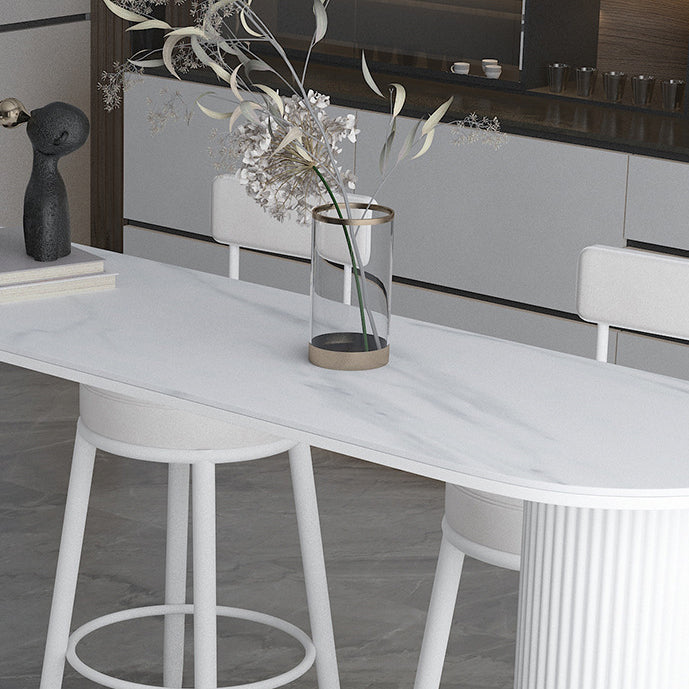 Stone Top Bar Dining Table Contemporary Bar Table with Sled Base Clearhalo 'Bar Furniture' 'Bar Tables' 'bar_tables' 'furn' 'furn_bar_tables' 'Furniture' 'furniture_bar_tables' 'Kitchen & Dining Furniture' 4770936