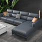 Grey Faux Leather Square Arm Sectional with Adjustable Bolster Pillows, Stain Resistant 130"L x 71"W x 35"H Clearhalo 'furn' 'furn_sectionals' 'Furniture' 'furniture_sectionals' 'kitchen' 'kitchen_sectionals' 'Living Room Furniture' 'Sectionals' 4773217