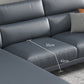 Grey Faux Leather Square Arm Sectional with Adjustable Bolster Pillows, Stain Resistant Clearhalo 'furn' 'furn_sectionals' 'Furniture' 'furniture_sectionals' 'kitchen' 'kitchen_sectionals' 'Living Room Furniture' 'Sectionals' 4773222