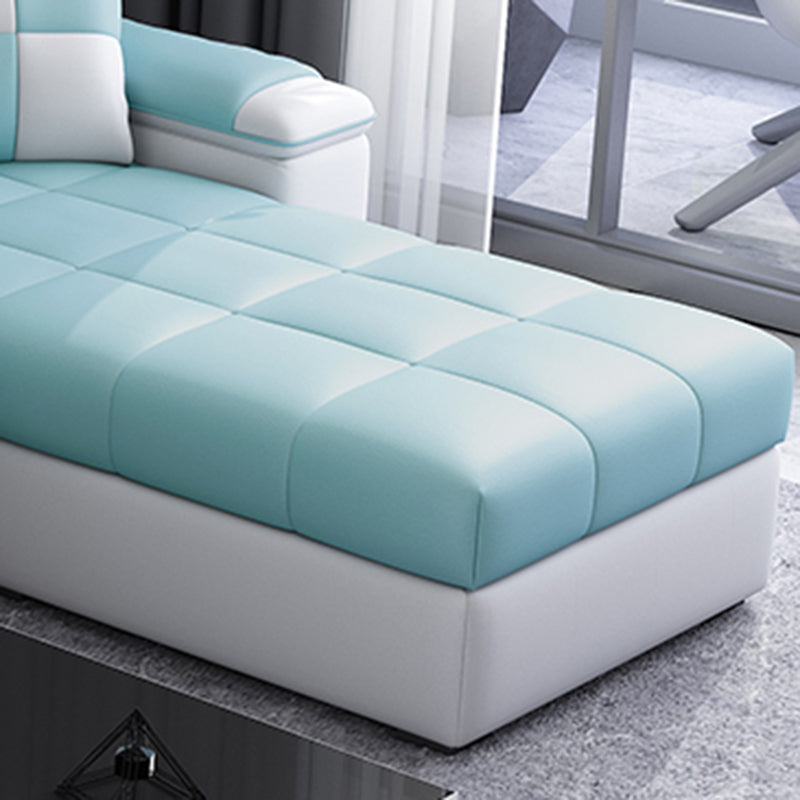 White/Blue Pillow Top Arm Pillowed Back Cushions Sectional Furniture Clearhalo 'furn' 'furn_sectionals' 'Furniture' 'furniture_sectionals' 'kitchen' 'kitchen_sectionals' 'Living Room Furniture' 'Sectionals' 4773235