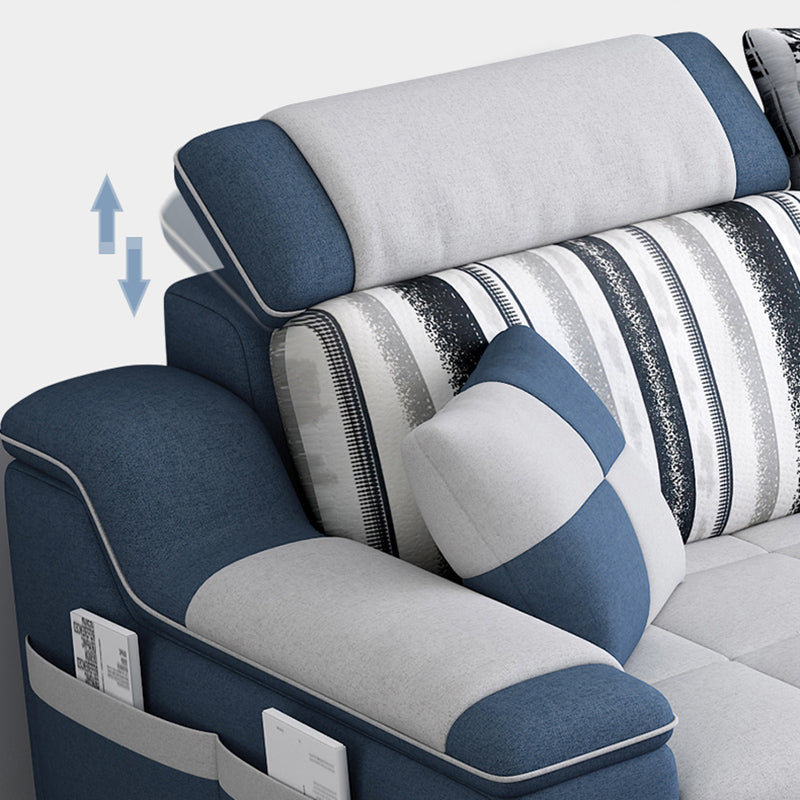 White/Blue Pillow Top Arm Pillowed Back Cushions Sectional Furniture Clearhalo 'furn' 'furn_sectionals' 'Furniture' 'furniture_sectionals' 'kitchen' 'kitchen_sectionals' 'Living Room Furniture' 'Sectionals' 4773236