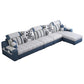 White/Blue Pillow Top Arm Pillowed Back Cushions Sectional Furniture 130"L x 57"W x 35"H Sponge Clearhalo 'furn' 'furn_sectionals' 'Furniture' 'furniture_sectionals' 'kitchen' 'kitchen_sectionals' 'Living Room Furniture' 'Sectionals' 4773240
