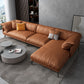 Recessed Arm Tan Contemporary Removable Cushions Faux Leather Sofa & Chaise 104"L x 72"W x 33"H Latex Clearhalo 'furn' 'furn_sectionals' 'Furniture' 'furniture_sectionals' 'kitchen' 'kitchen_sectionals' 'Living Room Furniture' 'Sectionals' 4773247